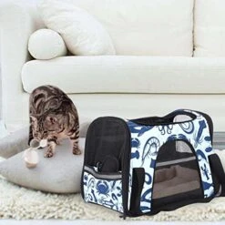 Pet Carrier Blue Seafood Pattern Soft-Sided Pet Travel Carriers For Corgi,Cats,Dogs Puppy Comfort Portable Foldable Pet Bag Airline Approved -Zoo Shop 511bP7TfGtL
