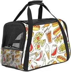 Pet Carrier Fast Food Pizza Hamburg Hot Dog Pattern Soft-Sided Pet Travel Carriers For Cats,Dogs Puppy Comfort Portable Foldable Pet Bag Airline Approved -Zoo Shop 511qEbjEMwS. AC