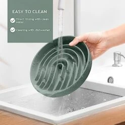 Coomazy Silicone Slow Feeder Dog Bowl(2.5 Cup), Pet Slow Food Bowls For Small Medium Large Breed, Slow Down Pet Eating Speed For Prevent Choking Promote Digestion, Green -Zoo Shop 511xfW5967L