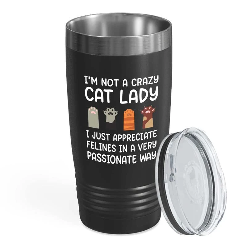 Flairy Land Cat Lady Black Tumbler 20oz - Appreciate Felines -Cat Paw Cat Parents Cat Mama Cat Lover Kitties Purr Feline Mom 3 Flairy Land Cat Lady Black Tumbler 20oz - Appreciate Felines -Cat Paw Cat Parents Cat Mama Cat Lover Kitties Purr Feline Mom
