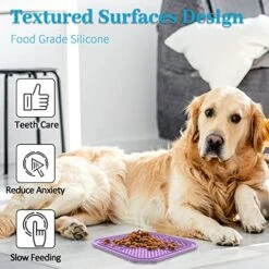 PatiencET Licking Mat For Dogs Cats 4 Pack, Dog Peanut Butter Lick Pad With Strong Suction Cups For Calming, Reduce Anxiety Boredom(Blue & Green & Orange & Purple) -Zoo Shop 512MY6rj81L