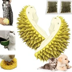 DENGWANG Durian Multifunctional Toys, Durian Cat Scratcher, Durian Shell Cat, Cat Durian Shell, Massaging And Removing Floating Hair Cat Dog Mint Toys (2PCS Yellow+Green) -Zoo Shop 512SceFoLoL 1