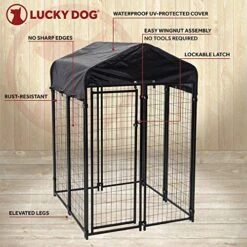 Lucky Dog 60544 Uptown Spacious 4' X 4' X 6' Heavy Duty Welded Wire Outdoor Dog Kennel With Water Resistant Cover, Black 16 Lucky Dog 60544 Uptown Spacious 4' X 4' X 6' Heavy Duty Welded Wire Outdoor Dog Kennel With Water Resistant Cover, Black -Zoo Shop 512cmmWSlHL