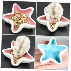 EVANEM 2pcs Pentagram Food Bowl Bird Cage Feeder Ceramic Water Bowl Bunny Feeder Hamster Feeding Bowl Small Pet Feeder Bird Cage Water Food Feeder Pet Food Bowl Pet Supply Blue Ceramics -Zoo Shop 512gvQi2noL
