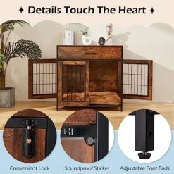 SWHSE Large Dog Crate Furniture, Heavy Duty Dog Kennel Furniture With 2-in-1 Induction Lamp And Removable Washable Pet Mat For Large And Medium Dogs Indoor(Left) 12 SWHSE Large Dog Crate Furniture, Heavy Duty Dog Kennel Furniture With 2-in-1 Induction Lamp And Removable Washable Pet Mat For Large And Medium Dogs Indoor(Left) -Zoo Shop 512znaFdrbL