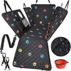 Famstar Dog Car Seat Cover For Back Seat 100% Waterproof Durable 600D 6-Layer Scratchproof Nonslip Pet Dog Seat Cover With Mesh Window For Dog Hammock For Car Trucks And SUV -Zoo Shop 51347jsiuHL. AC 1