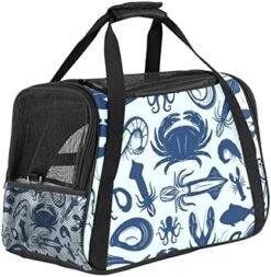 Pet Carrier Blue Seafood Pattern Soft-Sided Pet Travel Carriers For Corgi,Cats,Dogs Puppy Comfort Portable Foldable Pet Bag Airline Approved -Zoo Shop 51396nLnRL. AC