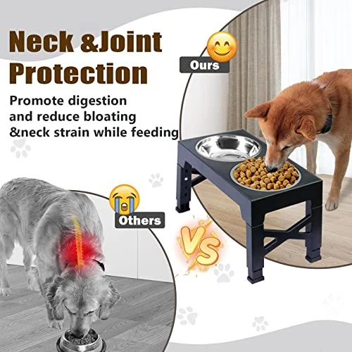 SEWIU Elevated Dog Bowls With 𝐒𝐥𝐨𝐰 𝐅𝐞𝐞𝐝𝐞𝐫,Raised Dog Bowls Stand Adjustable Height With Stainless Steel Dog Food Bowls,Dog Bowls For Small Medium Large Dogs.(Grey) 5 SEWIU Elevated Dog Bowls With 𝐒𝐥𝐨𝐰 𝐅𝐞𝐞𝐝𝐞𝐫,Raised Dog Bowls Stand Adjustable Height With Stainless Steel Dog Food Bowls,Dog Bowls For Small Medium Large Dogs.(Grey) - Image 3