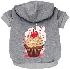 GENERIC Kawaii Cupcake Dog Hoodie - Cute Food Dog Coat - Cartoon Dog Clothing - Gray, L -Zoo Shop 513gMAopbL. AC 2