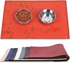 Vivaglory Pet Food Mat Silicone Dog Cat Bowl Mat Non-Stick Food Pad Waterproof Grade Pet Feeding Mat, Grey 19" L X 12" W -Zoo Shop 513jjf2MJyL. AC