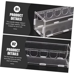 NOGRAX Coop Holder Bird Grains Animals Transparent Parrot Case Landscaping Rutin Budgie Clear Cups For Container Quail Canaries Farm Dispenser Bowl Feeder Supplies Finches Parakeets Pet Feeder (Color