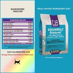 SquarePet Squarely Natural Chicken & Brown Rice Dry Cat Food 4.4lbs (41582) -Zoo Shop 513qA2KldeS