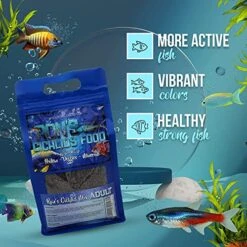 Ron's Cichlid Fish Food For African Cichlids, Tetras & Other Tropical Fish, Premium Food For Brighter Colors, Healthier Fish & Cleaner Tanks, Pellets Made With Real Shrimp & Natural Ingredients, 1 LB -Zoo Shop 513si7MieNL