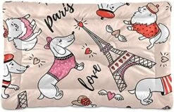 Fast Junk Food Hamburger French Fries Ice Cream Faces On Black Dog Cat Bed Mat Soft Crate Pad Mattress Cushion For Small Medium Pets, Anti Slip Sleeping Kennel Mat Washable & Dry 36x24 Inch -Zoo Shop 513v2bLU ZL. AC