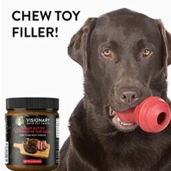 Visionary Pet Foods Natural Meat Spread For Dogs | Beef And Tallow | Healthier Alternative To Peanut Butter | Easy To Use As Chew Toy Filler, Meal Mixer, Pill Paste And Lick Mats 12 Fl. Oz Jar -Zoo Shop 513zFHwpllL