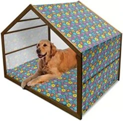 Ambesonne Pineapple Wooden Pet House, Tropical Fruit Pattern In Pastel Colors Juicy Nutritious And Ripe Summer Food, Indoor & Outdoor Portable Dog Kennel With Pillow And Cover, Medium, Multicolor 29 Ambesonne Pineapple Wooden Pet House, Tropical Fruit Pattern In Pastel Colors Juicy Nutritious And Ripe Summer Food, Indoor & Outdoor Portable Dog Kennel With Pillow And Cover, Medium, Multicolor -Zoo Shop 5148QLeWtzL. AC 1