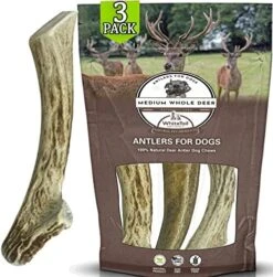 WhiteTail Naturals | 3 Pack Medium | Deer Antler Dog Chews | All Natural Organic Antlers For Dogs | Long Lasting Antler Bones For Dogs | Durable Antler Dog Toy -Zoo Shop 5149e tQTuL. AC