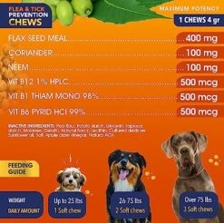 Flea And Tick Prevention For Dogs Chewables - All Natural Dog Flea & Tick Control - For All Breed Sizes, Coriander, Neem. Flax Seed And Vitamins Complex For Flea And Tick Prevention For Dogs -Zoo Shop 514HQfzMaKL