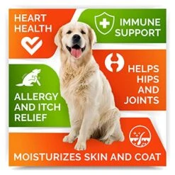 Fish Oil Omega 3 Treats For Dogs - Allergy And Itch Relief - Skin And Coat Supplement - Joint Health - Wild Alaskan Salmon Oil - Shedding, Itchy Skin Relief - Omega 3 6 9 - EPA & DHA - 180 Treats -Zoo Shop 514IP5oIXlL