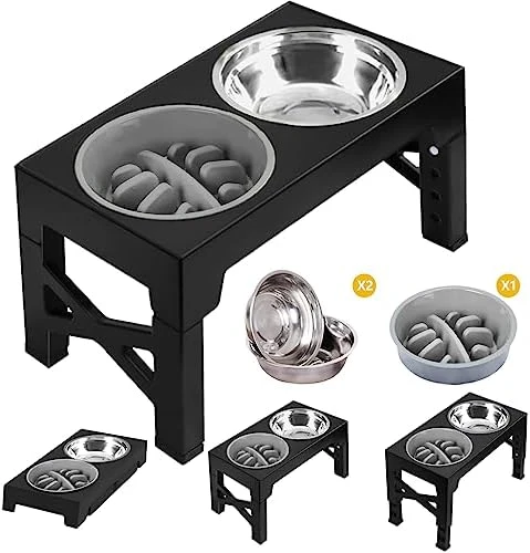 SEWIU Elevated Dog Bowls With 𝐒𝐥𝐨𝐰 𝐅𝐞𝐞𝐝𝐞𝐫,Raised Dog Bowls Stand Adjustable Height With Stainless Steel Dog Food Bowls,Dog Bowls For Small Medium Large Dogs.(Grey) 9 SEWIU Elevated Dog Bowls With 𝐒𝐥𝐨𝐰 𝐅𝐞𝐞𝐝𝐞𝐫,Raised Dog Bowls Stand Adjustable Height With Stainless Steel Dog Food Bowls,Dog Bowls For Small Medium Large Dogs.(Grey) - Image 7