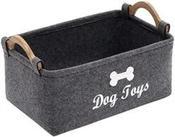 Morezi Felt Pet Toy Box And Dog Toy Box Storage Basket Chest Organizer - Perfect For Organizing Pet Toys, Blankets, Leashes And Food - Dog Toy - Dark Grey -Zoo Shop 514QC23G4L. AC