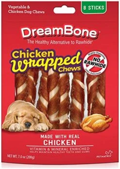 DreamBone Chicken-Wrapped Chews 8 Count, Rawhide-Free Chews For Dogs (1 CASE Of 24 Individual Packs Of 8 Count)