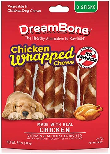 DreamBone Chicken-Wrapped Chews 8 Count, Rawhide-Free Chews For Dogs (1 CASE Of 24 Individual Packs Of 8 Count) 3 DreamBone Chicken-Wrapped Chews 8 Count, Rawhide-Free Chews For Dogs (1 CASE Of 24 Individual Packs Of 8 Count)