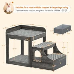 Cyclysio Pet Window Perch With Stairs, Super Large Pet Bunk Bed For Cats, Multi-Level Pet Seat Platform With Mats, Pet Bed Couch With Drawers For Bedside, Home, Indoor Use, Large Size, Grey -Zoo Shop 514fNvoMUBL