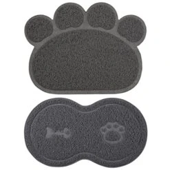 Silicone Placemats Cat Feeding Mat - 2pcs Cat Litter Mat Dog Bowl Mat Paw Shape Pet Feeding Mat Dog Dish Mat Anti- Water Bowl Placemat For Floor Puppy Dog Food