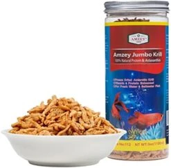 Amzey Freeze Jumbo Krill 3 Oz, Dired Jumbo Shrimp Provide Essential Omega-3, Vitamin Enhancement. Super Food For Pets, Cat Food, Dog Food, Fresh And Salt Water Fish -Zoo Shop 514xOD8YA5L. AC