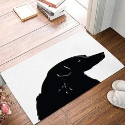 Fandim Fly Durable Natural Rubber Door Mat Duty Welcome Mat Black Dog Illustration Pattern Low Profile Floor Mat Non Slip Rugs For Shoe Scraper, Entry, Patio（18x30in）