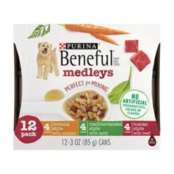 Purina Beneful Wet Dog Food Variety Pack, Medleys Tuscan, Romana & Mediterranean Style - (2 Packs Of 12) 3 Oz. Cans