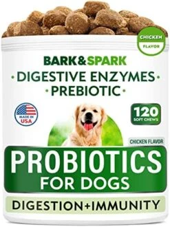 Dog Probiotics Chews - Gas, Diarrhea, Allergy, Constipation, Upset Stomach Relief, With Digestive Enzymes + Prebiotics - Chewable Fiber Supplement - Improve Digestion, Immunity - Made In USA - 120 Ct -Zoo Shop 515I9 LNrlL. AC
