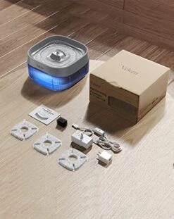 Veken Dog Water Fountain,135oz/4L Dog Water Bowl Dispenser And Automatic Pet Water Fountain For Small To Medium Dogs, Cats & Other Pets，Cat Water Fountain With Smart Pump And Replacement Filter(Grey) -Zoo Shop 515Ji1oKsRL