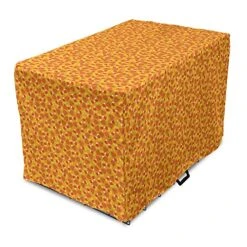 Lunarable Candy Corn Dog Crate Cover, Halloween Themed Pattern With Pumpkins And Food Repetition, Easy To Use Pet Kennel Cover For Small Dogs Puppies Kittens, 18 Inch, Orange Vermilion