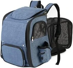 LEFEDA Cat Carrier Backpack Expandable Mesh Breathable Foldable Pet Travel Bags For Small Dogs Cats Rabbits Pet Backpack Carrier (Color : Gray) -Zoo Shop 515MtM45grL. AC