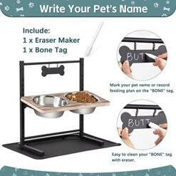 Dog Bowls, Meadaro Elevated Dog Bowls With Spill Proof Mat For Large Medium Dogs, 11 Heights 15° Tilted Stainless Steel Raised Dog Bowls Stand, Lifted Metal Dog Food And Water Bowl - White 12 Dog Bowls, Meadaro Elevated Dog Bowls With Spill Proof Mat For Large Medium Dogs, 11 Heights 15° Tilted Stainless Steel Raised Dog Bowls Stand, Lifted Metal Dog Food And Water Bowl - White -Zoo Shop 515i7D0VooL