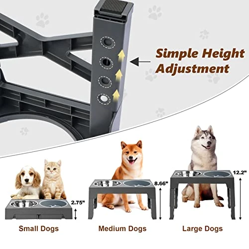 SEWIU Elevated Dog Bowls With 𝐒𝐥𝐨𝐰 𝐅𝐞𝐞𝐝𝐞𝐫,Raised Dog Bowls Stand Adjustable Height With Stainless Steel Dog Food Bowls,Dog Bowls For Small Medium Large Dogs.(Grey) 4 SEWIU Elevated Dog Bowls With 𝐒𝐥𝐨𝐰 𝐅𝐞𝐞𝐝𝐞𝐫,Raised Dog Bowls Stand Adjustable Height With Stainless Steel Dog Food Bowls,Dog Bowls For Small Medium Large Dogs.(Grey) - Image 2