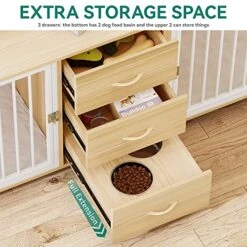 YITAHOME Large Dog Crate Furniture 74" Inch, Indoor Wooden Dog Kennel With Dog Feeders Bowls, 2-in-1 TV Stand, Endtable For 2 Large Medium Dogs, Walnut White 12 YITAHOME Large Dog Crate Furniture 74" Inch, Indoor Wooden Dog Kennel With Dog Feeders Bowls, 2-in-1 TV Stand, Endtable For 2 Large Medium Dogs, Walnut White -Zoo Shop 515z1P61cJL