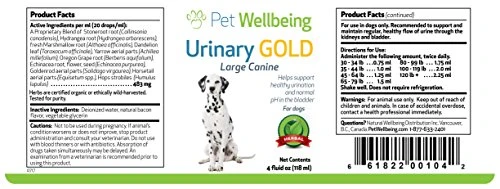 Pet Wellbeing Urinary Gold For Dogs & Cats - Vet-Formulated - Urinary Tract Health, UTI & Bladder Infection, Normal Urine PH - Natural Herbal Supplement 4 Oz (118 Ml) 5 Pet Wellbeing Urinary Gold For Dogs & Cats - Vet-Formulated - Urinary Tract Health, UTI & Bladder Infection, Normal Urine PH - Natural Herbal Supplement 4 Oz (118 Ml) - Image 3