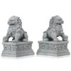 Livelyfish Large Asian Fu Foo Dogs Statues A Pair Of Two Guardian Lion Sandstone Figurine Pets Fish Tank Aquarium Landscape Ornaments Accessories Feng Shui Decorations (D) -Zoo Shop 516PXYwwJAL