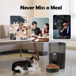 Automatic Cat Feeder,FORLIFE Auto Pet Feeder With Programmable Timer, Portion Control 1-4Meals Per Day, Dual Power Supply & Voice Recorder For Small&Medium Cats Dog Pets(Black) -Zoo Shop 516g42iQARL
