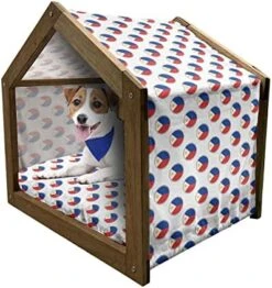 Ambesonne Sushi Wooden Pet House, Seafood Themed Traditional Sushi Rolls Consisting Of Rice Raw Fish Veggies In Seaweed, Indoor & Outdoor Portable Dog Kennel With Pillow And Cover, Small, Multicolor -Zoo Shop 516xP7hOKfL. AC