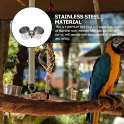 BIENKA 1pc Outdoor Pigeon Hanging African Water Cm Basket Food Feeding Gray Holder Attracting Bowl Cage Double Container Parrot With Birds Feeder Waterer Clip Supplies Drinking Stainless Bowl -Zoo Shop 516xWOyfymL