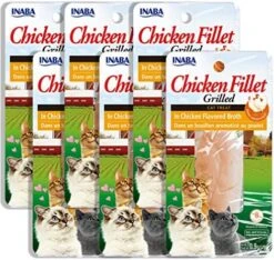 INABA Natural, Premium Hand-Cut Grilled Chicken Fillet Cat Treats/Topper/Complement With Vitamin E And Green Tea Extract, 0.9 Ounces Each, Pack Of 10, Variety Pack -Zoo Shop 517HLRU7VRL. AC