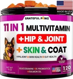 Dog Multivitamin Chewable With Glucosamine - Dog Vitamins And Supplements, Senior & Puppy Multivitamin For Dogs - Pet Chondroitin Hip And Joint Support Health, Immune Booster, Skin, Heart, Probiotics