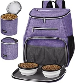 MEYELO Cat And Dog Travel Bag Backpack, Airline Approved Pet Supplies Backpack, Dog Travel Backpack With 2 Silicone Collapsible Bowls And 2 Food Baskets. -Zoo Shop 517StqyLoCL. AC