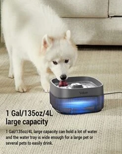 Veken Dog Water Fountain,135oz/4L Dog Water Bowl Dispenser And Automatic Pet Water Fountain For Small To Medium Dogs, Cats & Other Pets，Cat Water Fountain With Smart Pump And Replacement Filter(Grey) -Zoo Shop 517VcHxyzvL