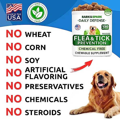 Flea And Tick Prevention For Dogs Chewable Tablets - All Natural Flea & Tick Chews - Flea Chewables Pills For Dogs - All Breeds And Ages - Made In USA - Bacon - 120 Treats 7 Flea And Tick Prevention For Dogs Chewable Tablets - All Natural Flea & Tick Chews - Flea Chewables Pills For Dogs - All Breeds And Ages - Made In USA - Bacon - 120 Treats - Image 5