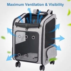 VERSMELO Extra Large Pet Carrier Backpack With Wheels Cats Under 30 Lbs, For Dogs Puppies Rabbits Other Animals Under 25 Lbs, Great For Travel/Hiking/Outdoor Use -Zoo Shop 518EtGHdKlL